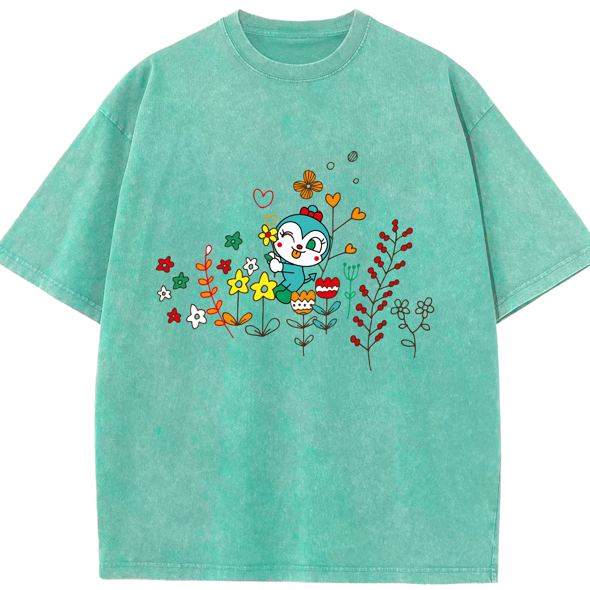 （画像用） アンパンマン Anpanman 綿100% ヴィンテージ風 半袖Tシャツ（フロントプリント）